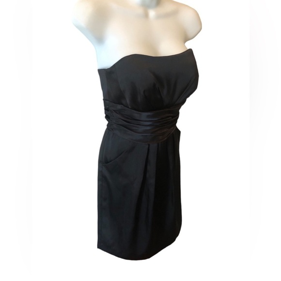David’s Bridal Black Strapless Cocktail Mini Dress Empire Waist Sz. 6 - Picture 2 of 8